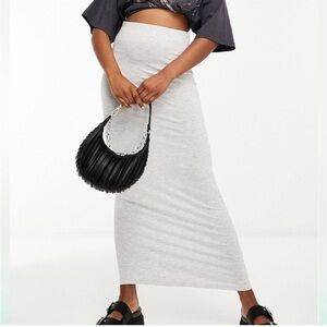 Miss Selfridge LOW RISE MAXI SKIRT IN GRAY HEATHER ASOS